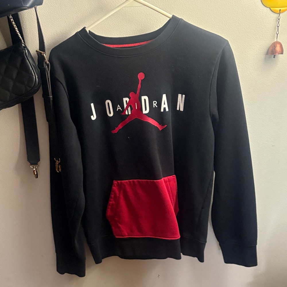 Jordan Kids Black Sweatshirt with Red Pocket